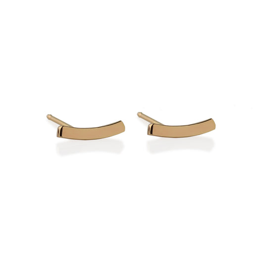 Slight Gold Earrings: Post earrings made in 14kt yellow gold. 3/8" long x 1/8" wide.