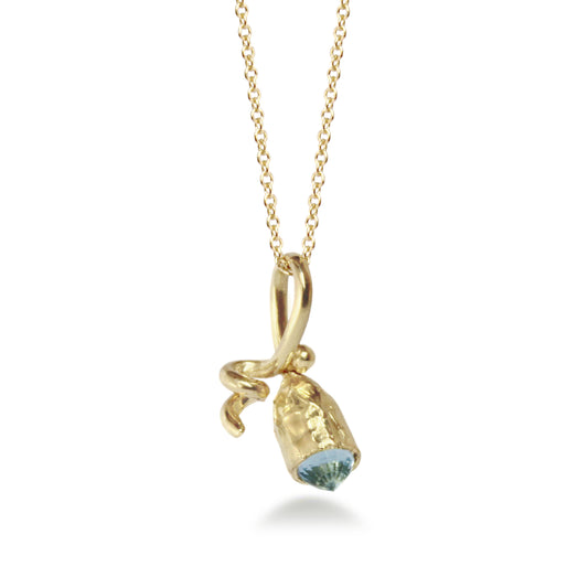 18kt Fairmined Gold and Aquamarine Pod Pendant