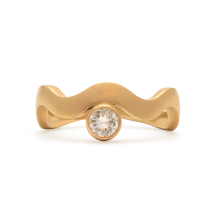 Wave Diamond Ring designed by Susan Crow for East Fourth Street Jewelry. Gentle comfortable design compliments all hand sizes
