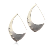 The Aubergine Sterling Silver Hoop Earrings are the perfect size. When you put them on, the only time you will notice them is when you look in the mirror, because they are surprisingly lightweight. Fabricated from recycled sterling silver.  FEATURES  º Hand fabricated in recycled sterling silver  º Soft brushed cashmere finish  º 2" total length  