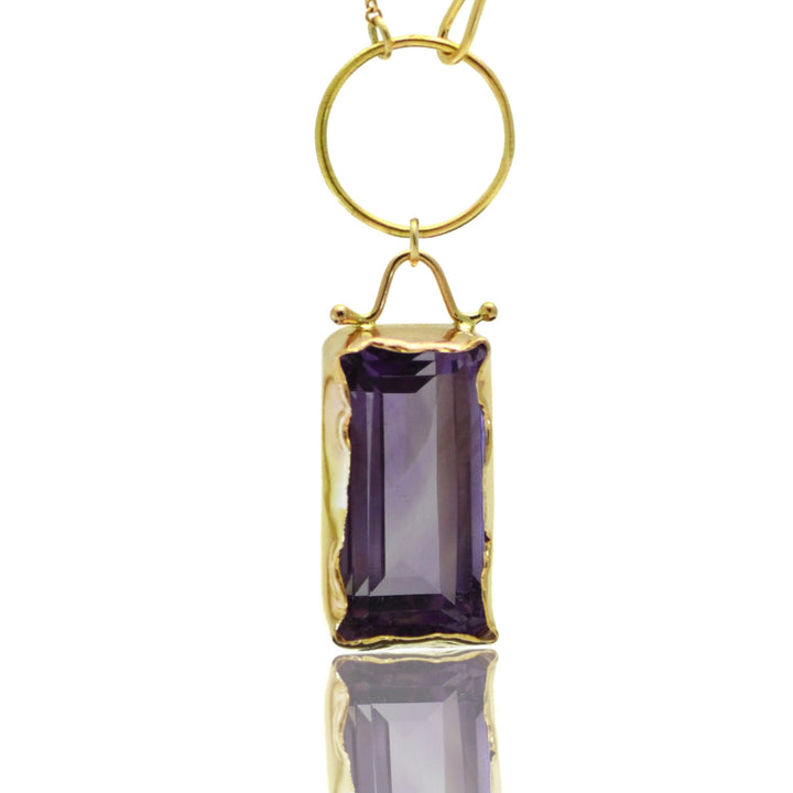 Amethyst and 14kt Gold Lariat Pendant