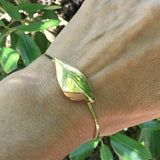 Susan Crow Studio 18kt yellow gold Leaf bracelet. Hand carved and cast, easy open clasp.