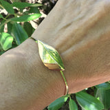 East Fourth Street Jewelry, 18kt yellow gold Leaf bracelet. Hand carved and cast, easy open clasp.