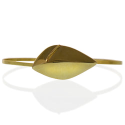 Jewelry by Susan Crow, recycled ethical 18kt yellow gold bracelet from Leaf collection. Hand carved and cast, easy open bracelet clasp.