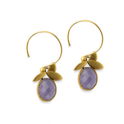 Yellow Gold & Chalcedony Flora Leaf Earrings