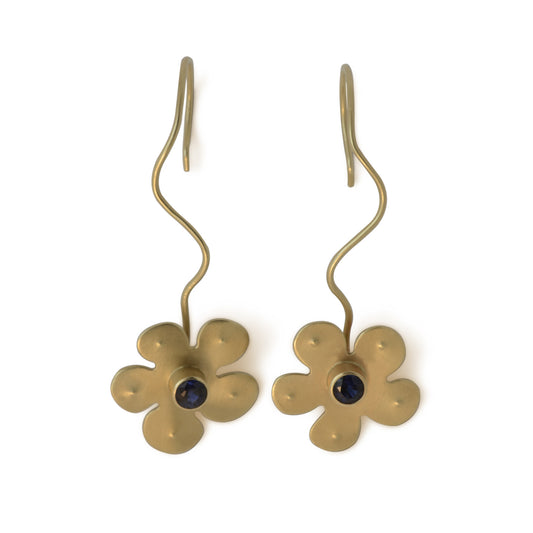14kt Gold and Sapphire Flower Bloom Earrings