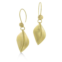 Susan Crow Studio, 18kt Fairmined yellow gold earrings from our Flora Leaf collection. Hand carved and cast, 1.5