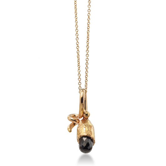 Susan Crow Studio Rose Gold Pendant with Black Spinel. 18" rose gold chain. Delicate, simple, modern jewelry.