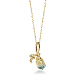 Tiny Pod Fairmined Gold Charm with Aquamarine