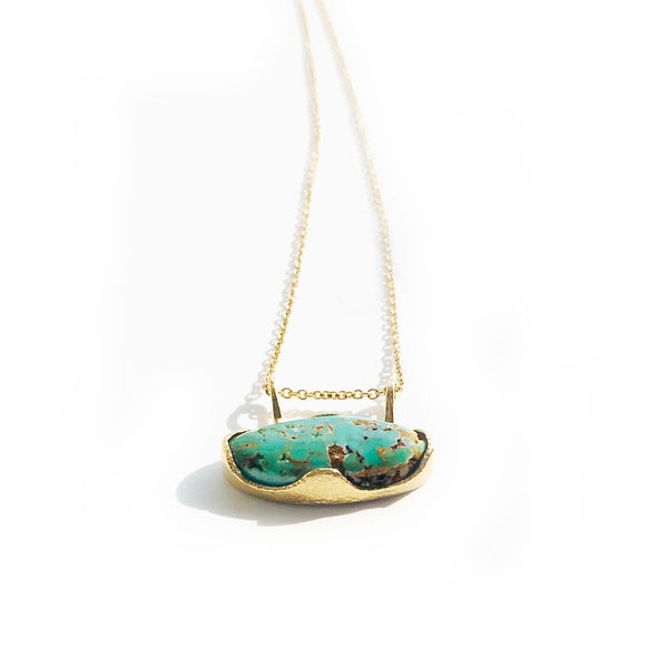 Wave Pendant in Turquoise and 18kt Yellow Gold